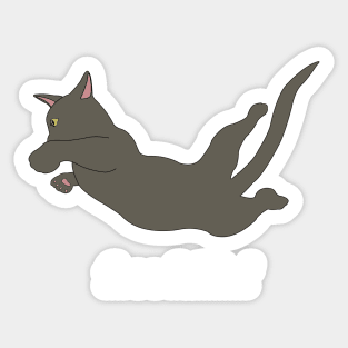 Free Falling Grey Cat Sticker